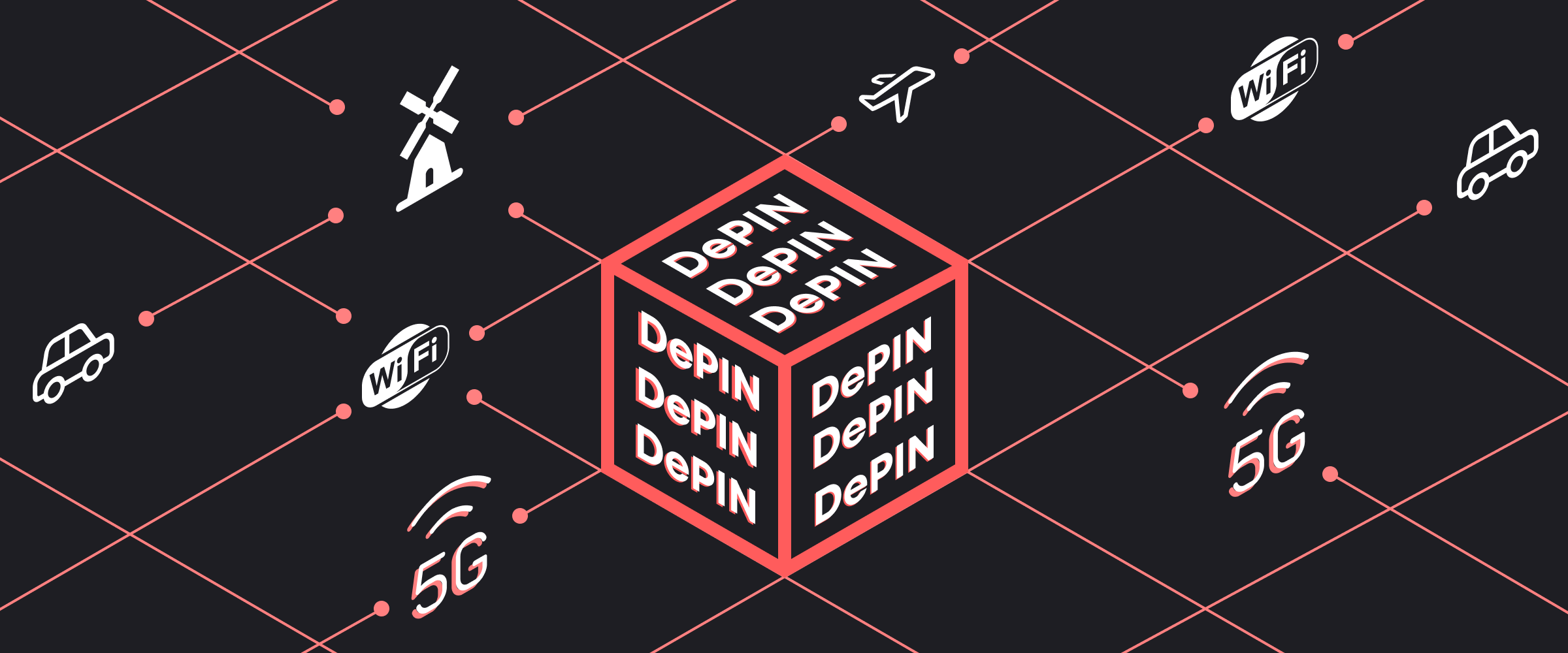 DePIN leverages blockchain technology to incentivize the creation and maintenance of physical infrastructure through the use of tokens, smart contracts, and dApps